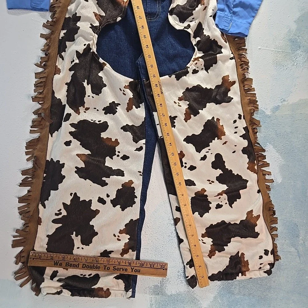 VTG Kids Cowboy Costume 8-10Y Western Woody‎ Denim Jumpsuit Chaps Cow Toy Story